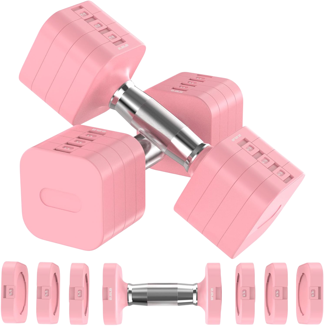 Ethos Adjustable Weight Dumbbells with 4 Levels, 4.4/6.6/8.8/ 11lbs