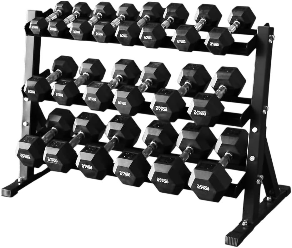 Rubber Hex Chrome Dumbbell Package Set